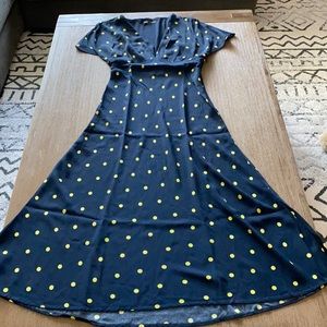 Zara Maxi Polka dot V-neck Dress